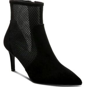 Alfani Womens Black Mesh Cushioned Jamari Pointed Toe Stiletto Zip-up Dress Boot